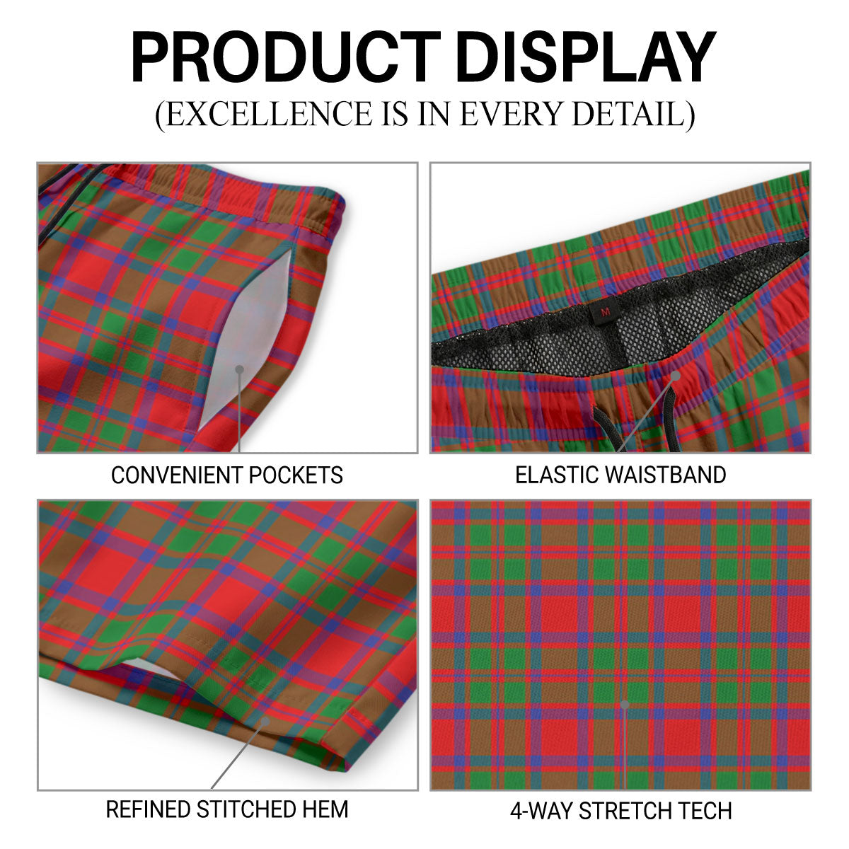 McIntosh Modern Tartan Crest Men's Beach Shorts