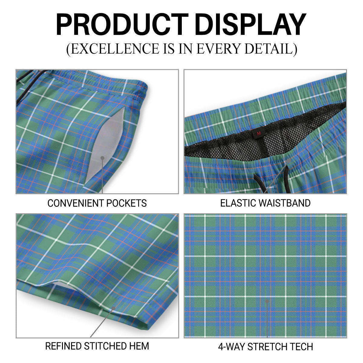 McIntyre Hunting Ancient Tartan Crest Men's Beach Shorts