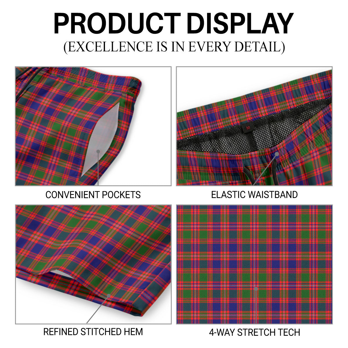 McIntyre Modern Tartan Crest Men's Beach Shorts