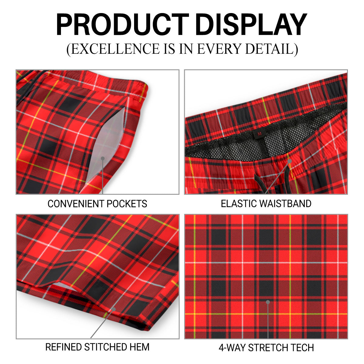 McIvor Tartan Crest Men's Beach Shorts