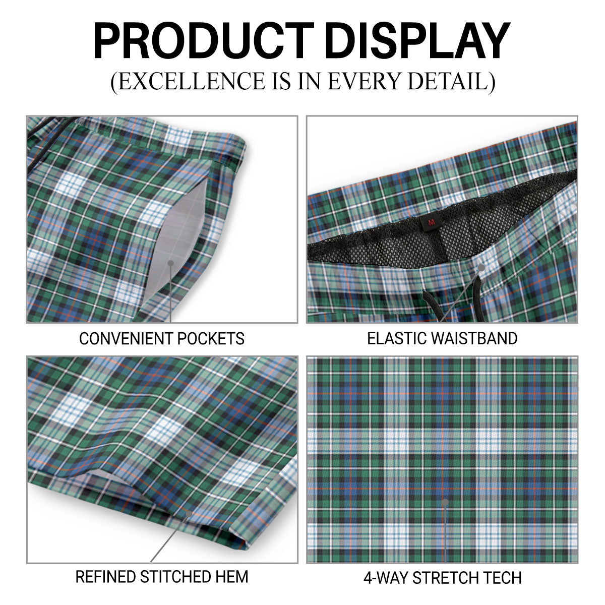 McKenzie Dress Ancient Tartan Crest Men's Beach Shorts