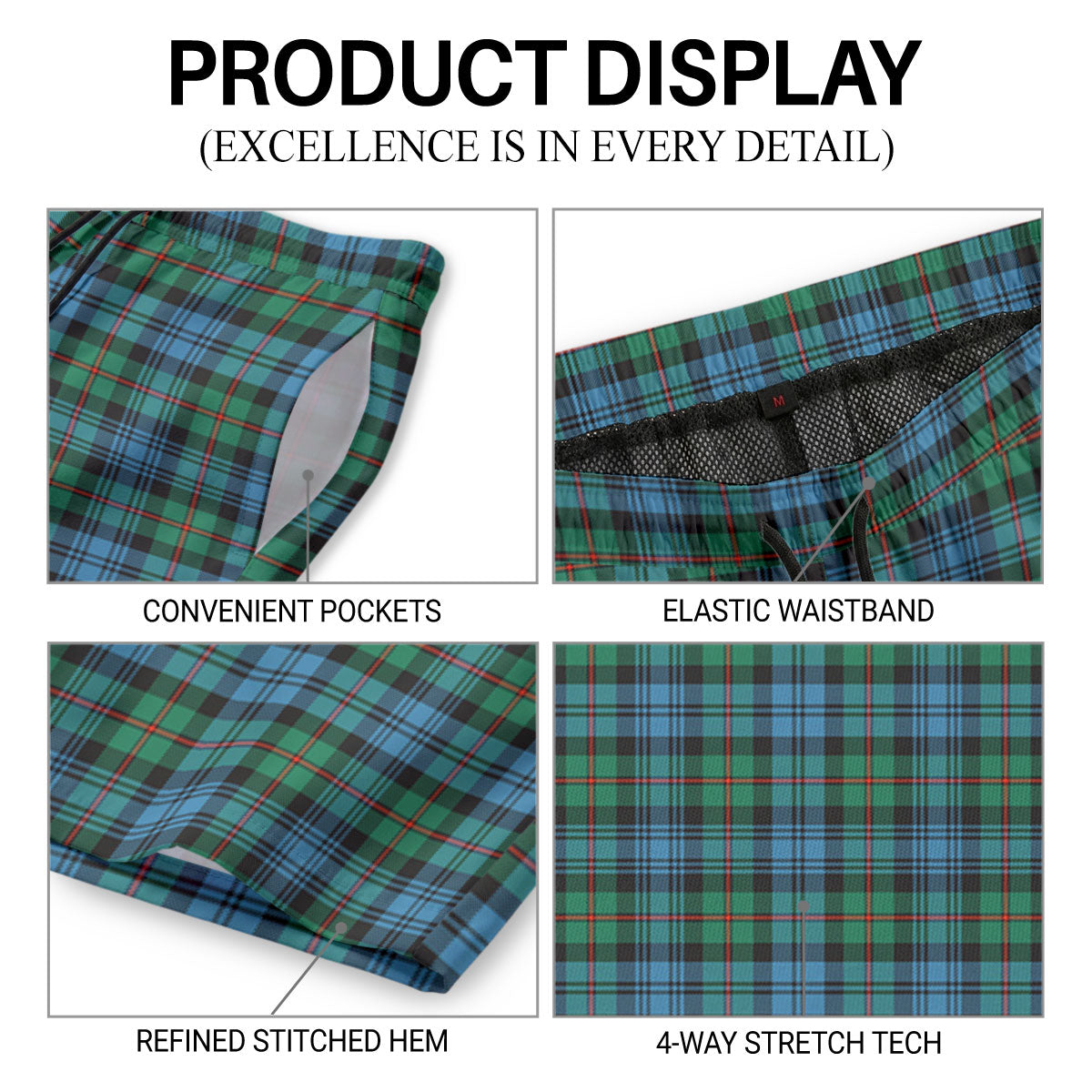 McKinlay Ancient Tartan Crest Men's Beach Shorts