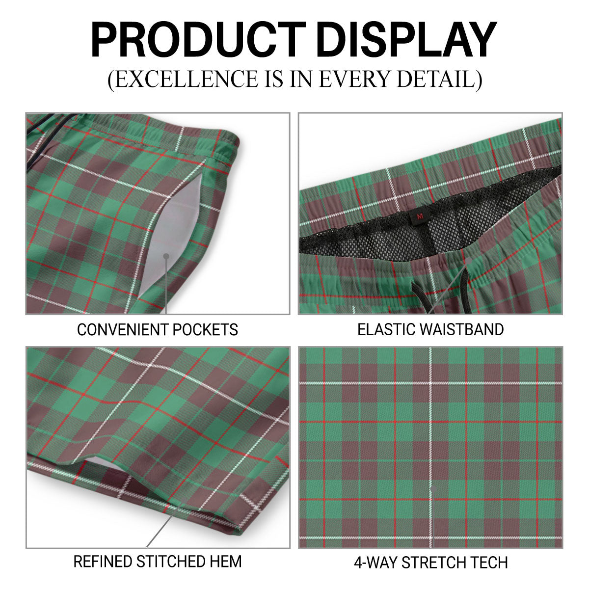McKinnon Hunting Ancient Tartan Crest Men's Beach Shorts