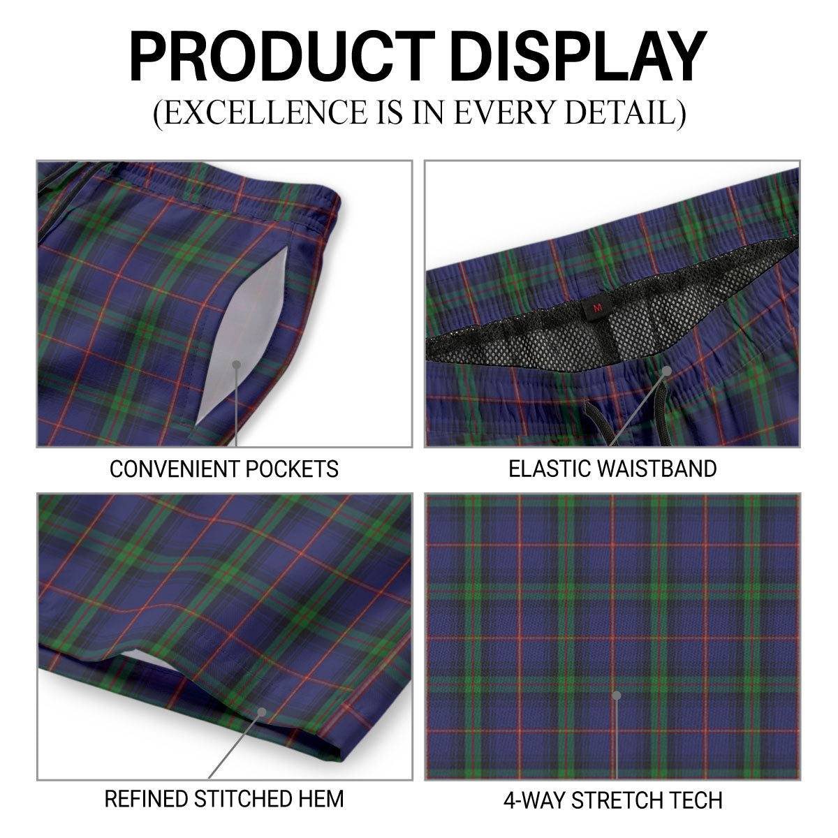 McLafferty Tartan Crest Men's Beach Shorts
