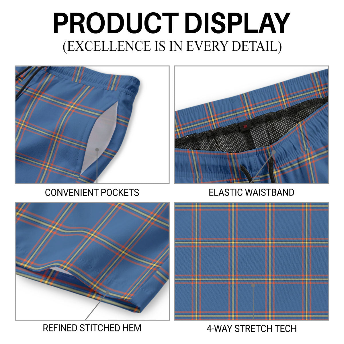 McLaine of Loch Buie Hunting Ancient Tartan Crest Men's Beach Shorts