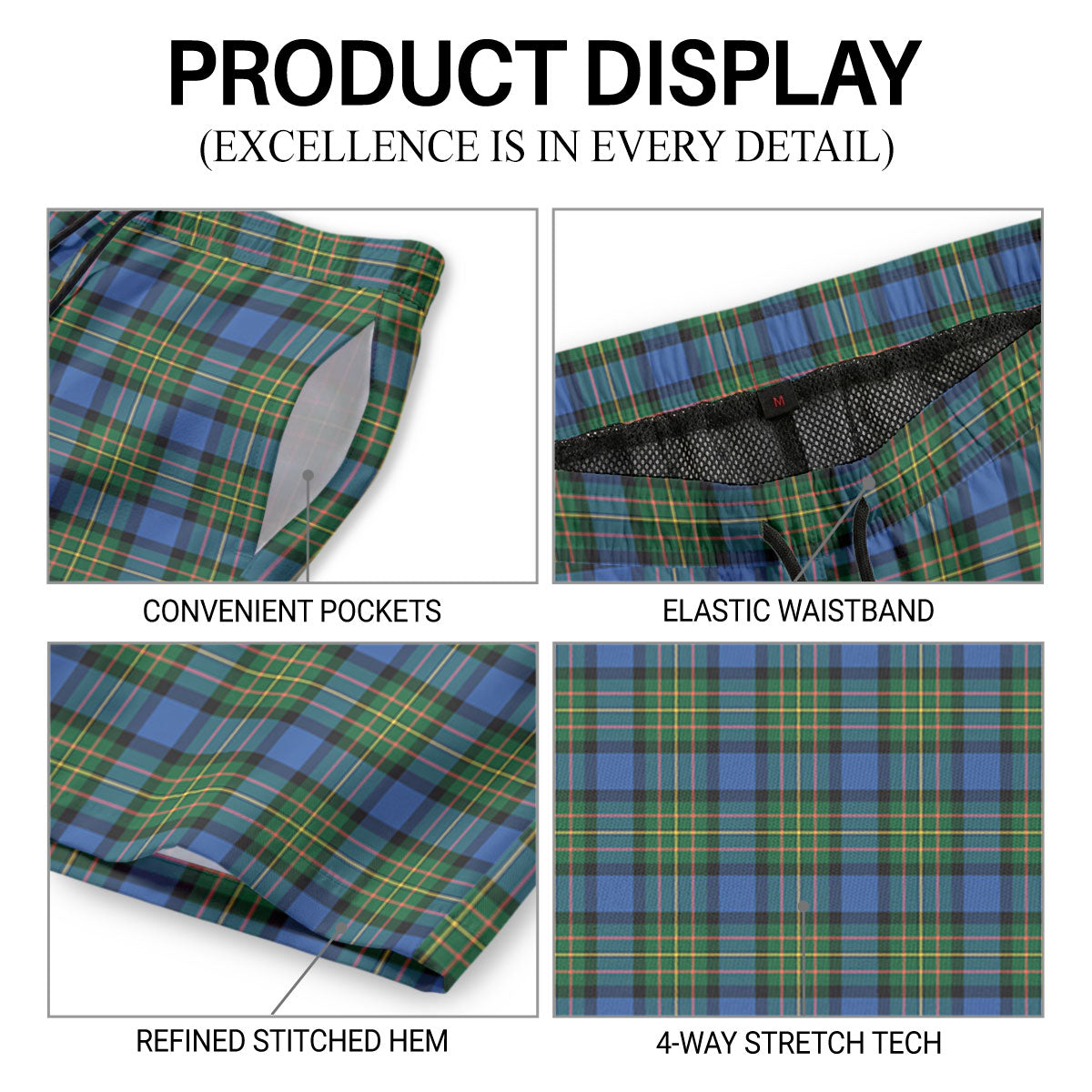 McLaren Ancient Tartan Crest Men's Beach Shorts