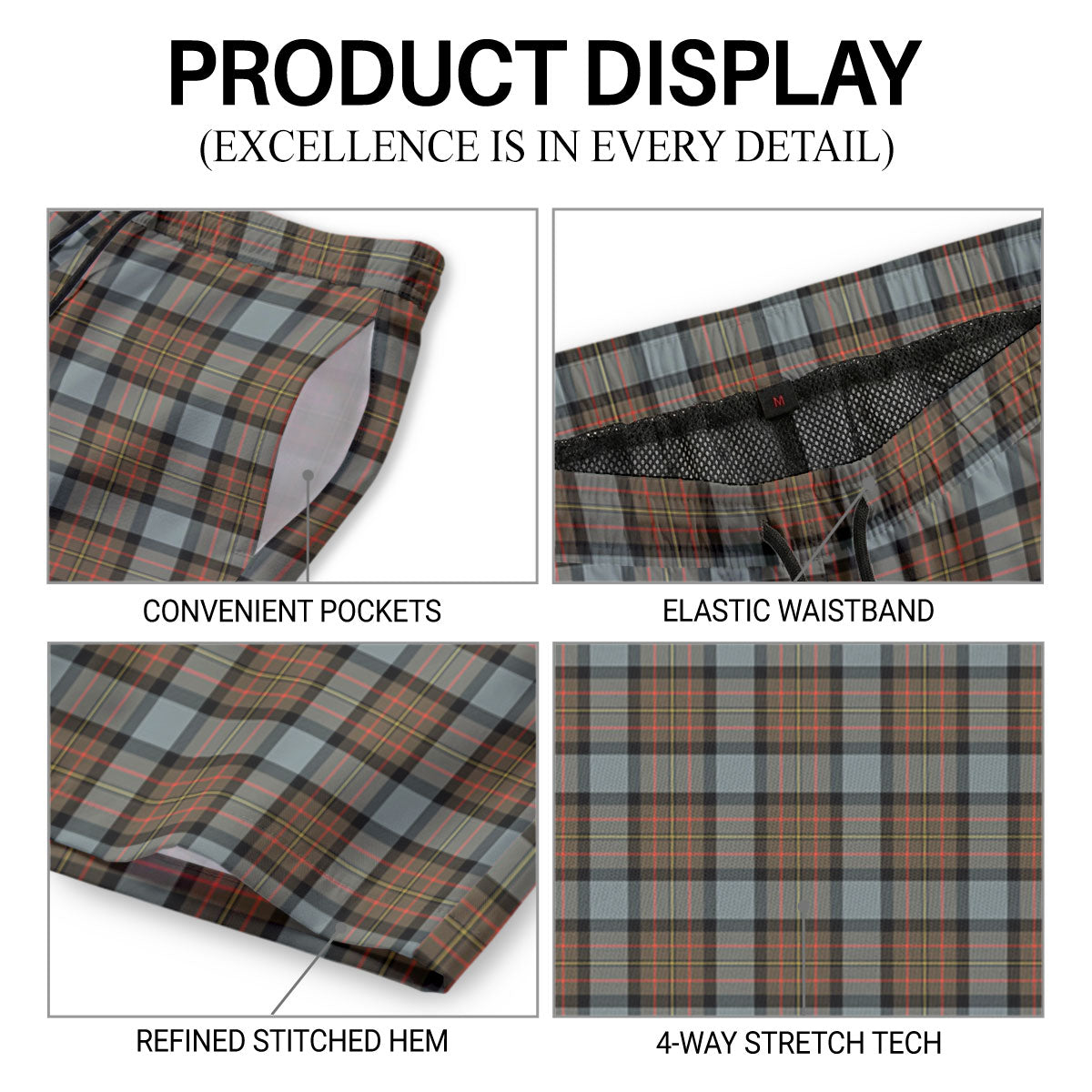 McLaren Weathered Tartan Crest Men's Beach Shorts