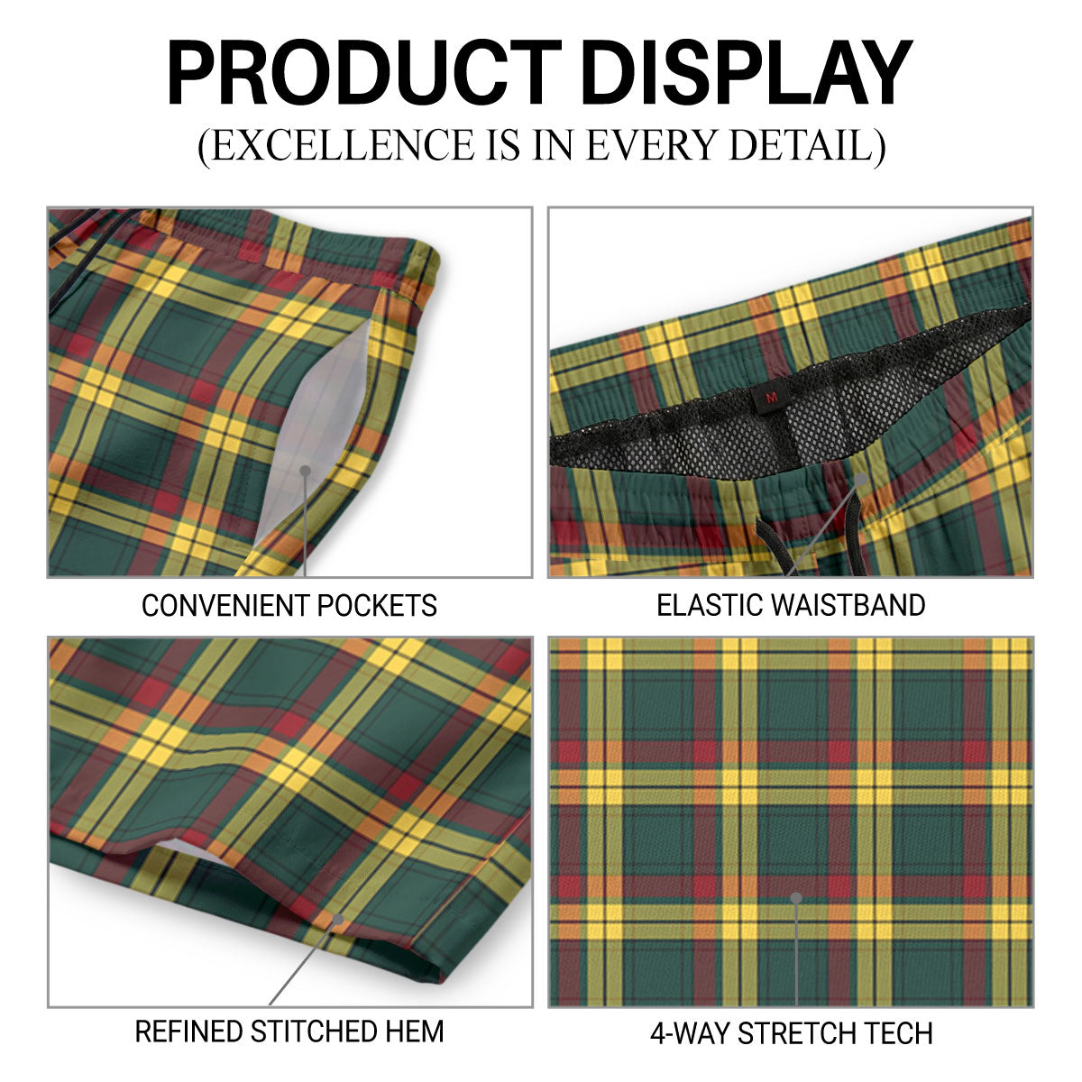 McMillan Old Modern Tartan Crest Men's Beach Shorts