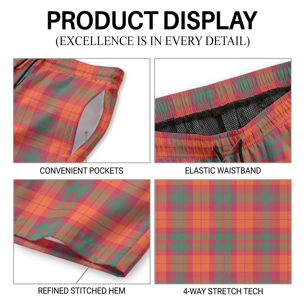 McNab Ancient Tartan Crest Men's Beach Shorts