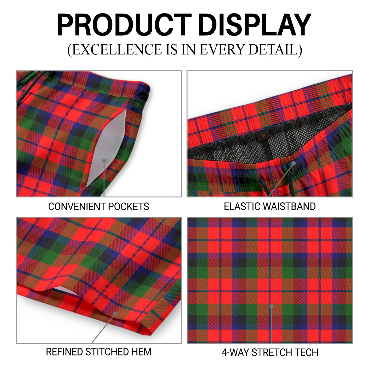 McNaughten Tartan Crest Men's Beach Shorts