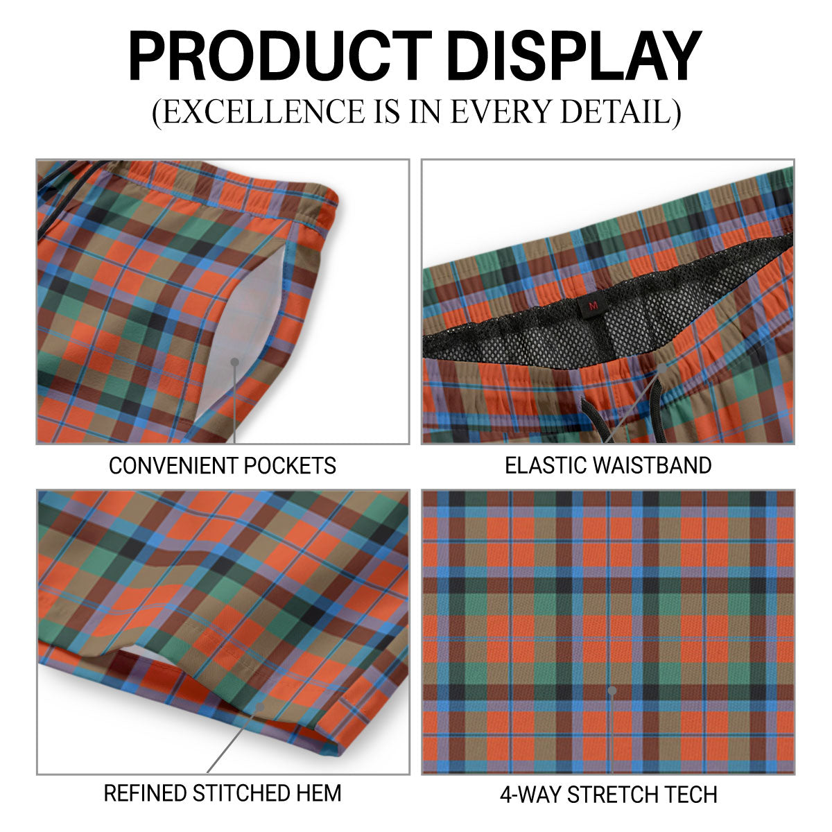 McNaughton Ancient Tartan Crest Men's Beach Shorts