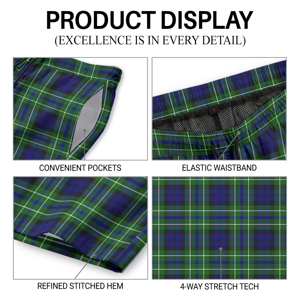 McNeil of Colonsay Modern Tartan Crest Men's Beach Shorts