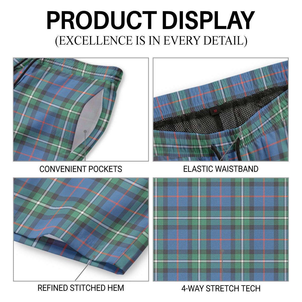 McPhail Hunting Ancient Tartan Crest Men's Beach Shorts