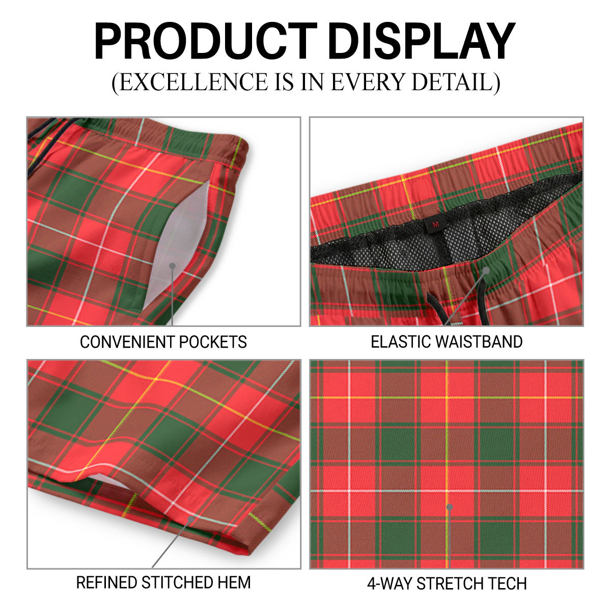 McPhee Tartan Crest Men's Beach Shorts