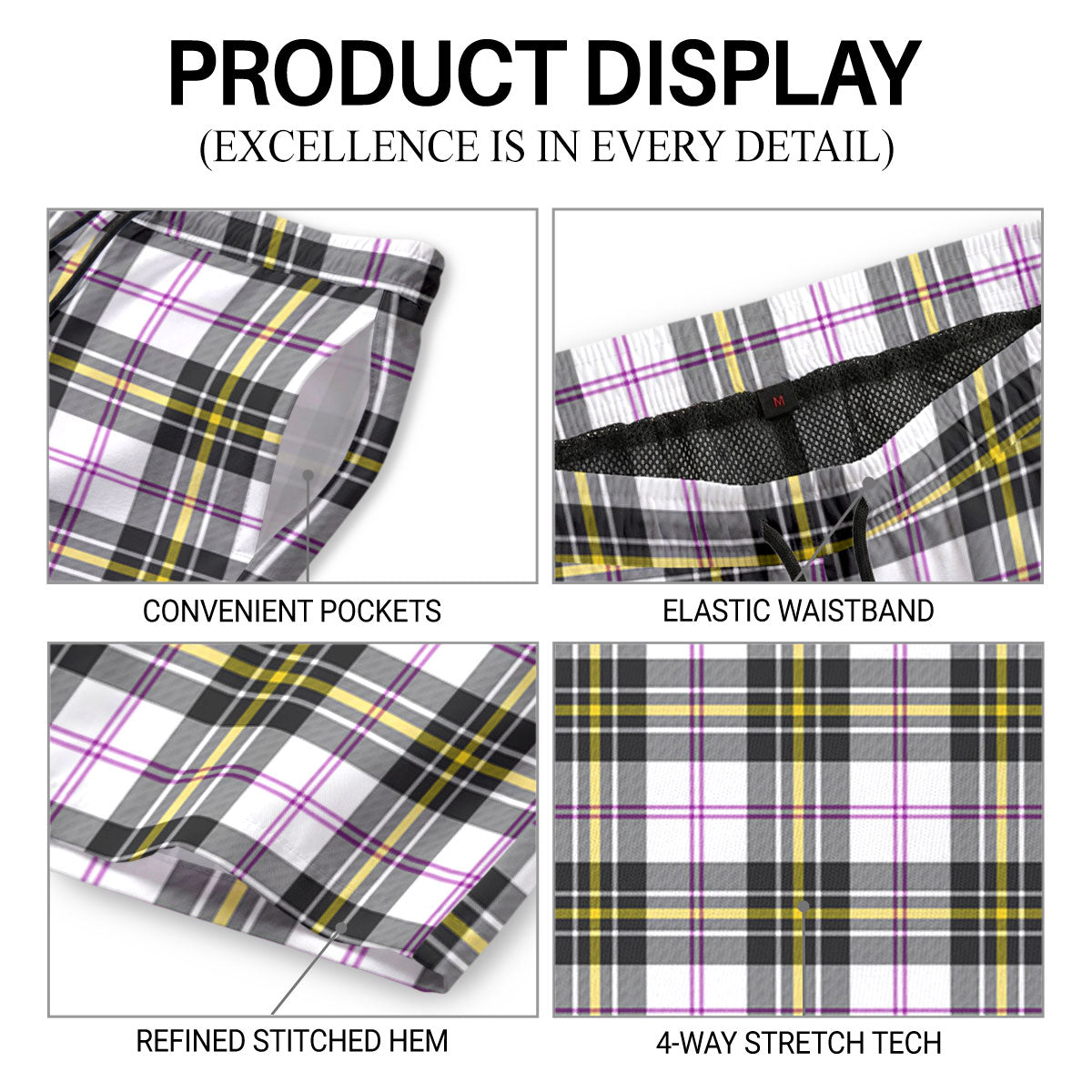 McPherson Dress Modern Tartan Crest Men's Beach Shorts