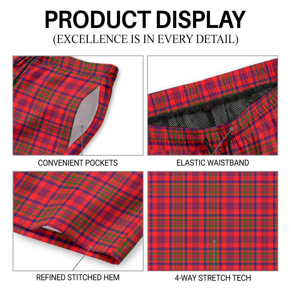 Murray of Tulloch Modern Tartan Crest Men's Beach Shorts