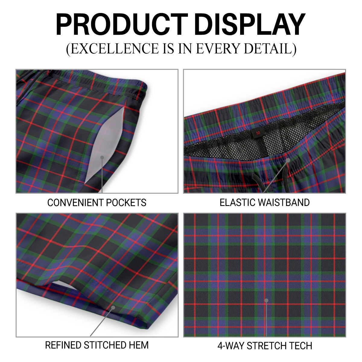 Nairn Tartan Crest Men's Beach Shorts