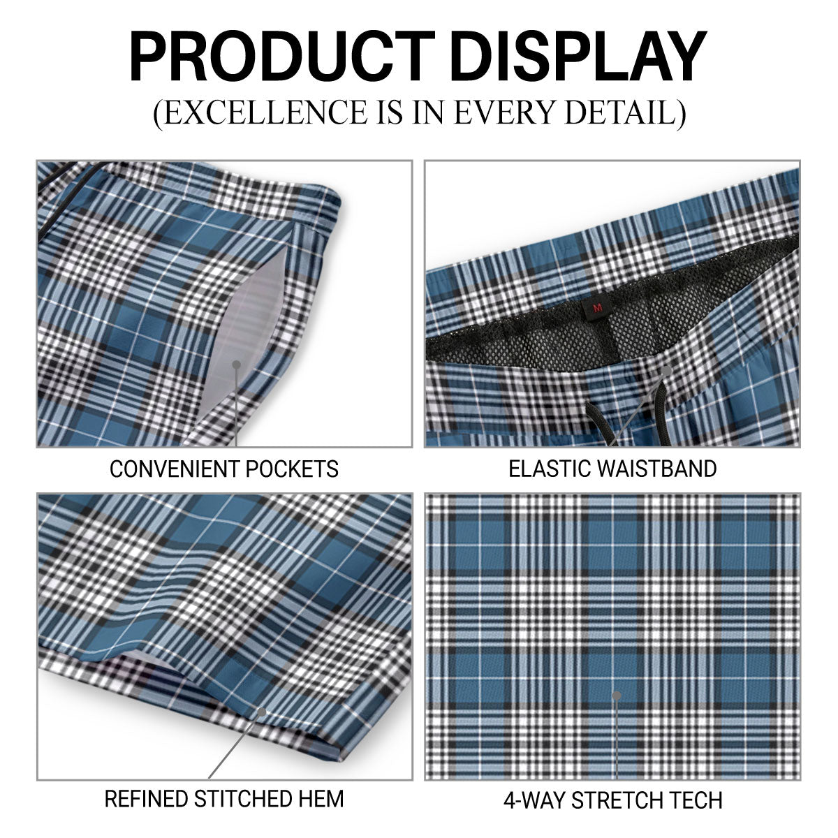 Napier Modern Tartan Crest Men's Beach Shorts