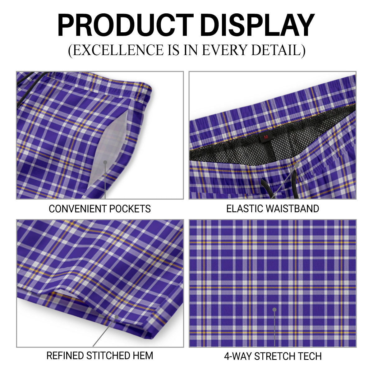 Ochterlony Tartan Crest Men's Beach Shorts