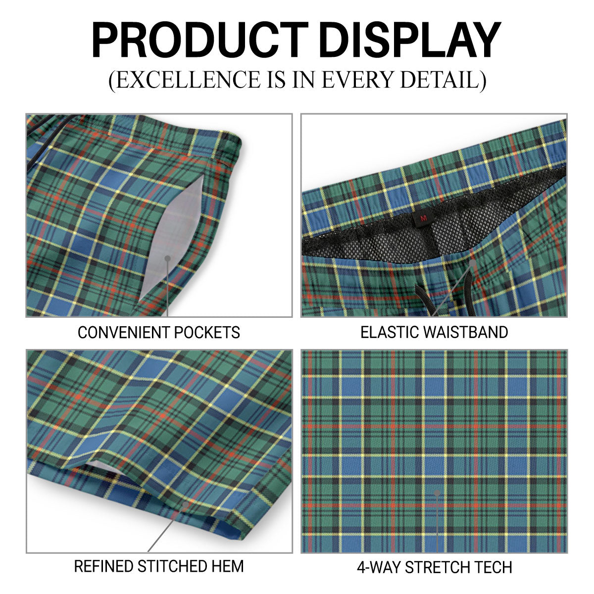 Ogilvie Hunting Ancient Tartan Crest Men's Beach Shorts