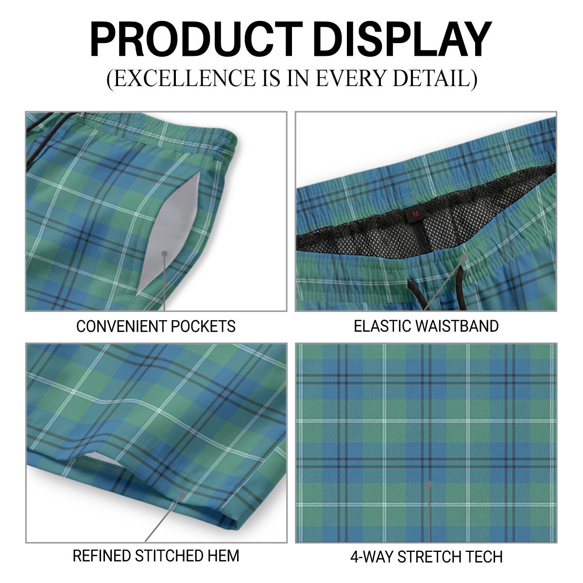 Oliphant Ancient Tartan Crest Men's Beach Shorts