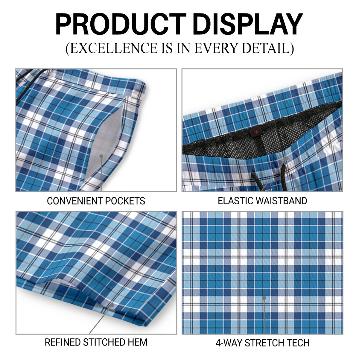 Roberton Tartan Crest Men's Beach Shorts