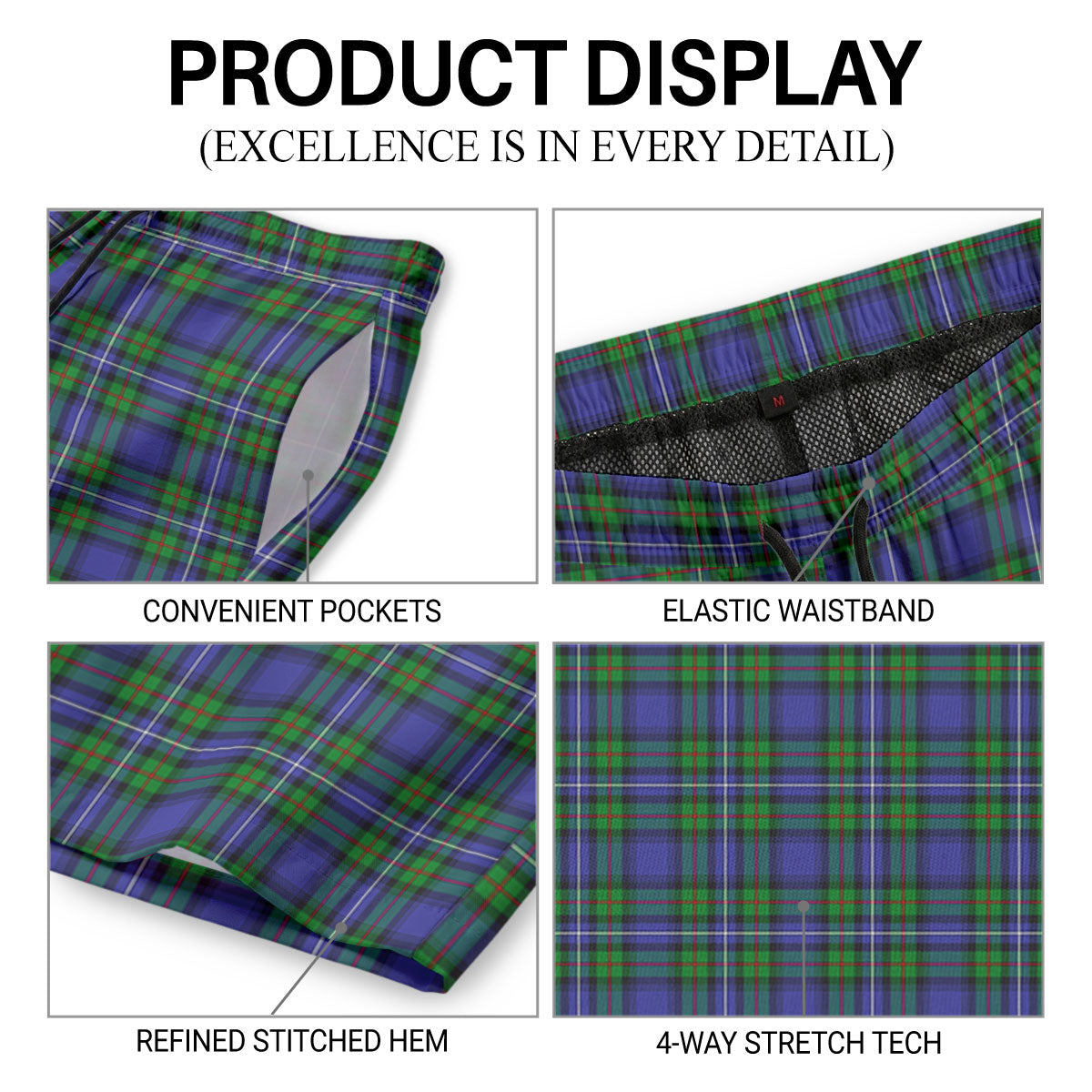 Robertson Hunting Modern Tartan Crest Men's Beach Shorts