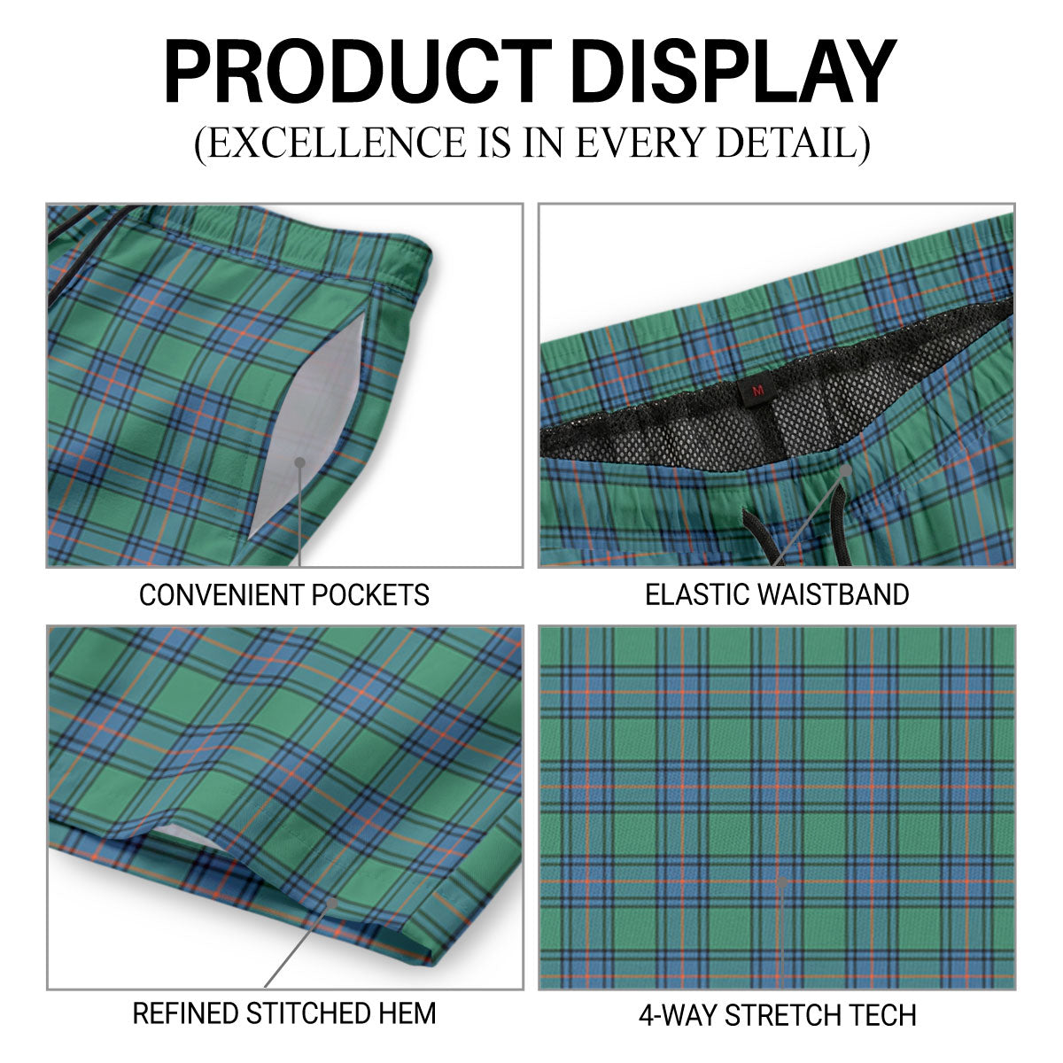 Shaw (of Sauchie) Ancient Tartan Crest Men's Beach Shorts