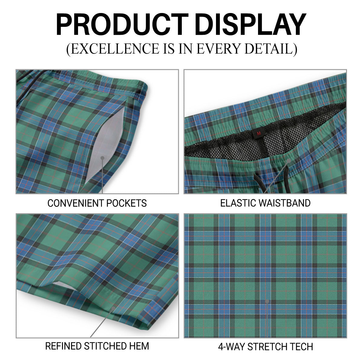Sinclair Hunting Ancient Tartan Crest Men's Beach Shorts