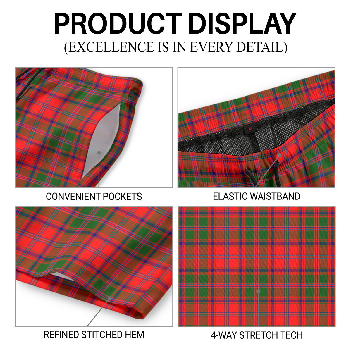 Stewart of Appin Modern Tartan Crest Men's Beach Shorts