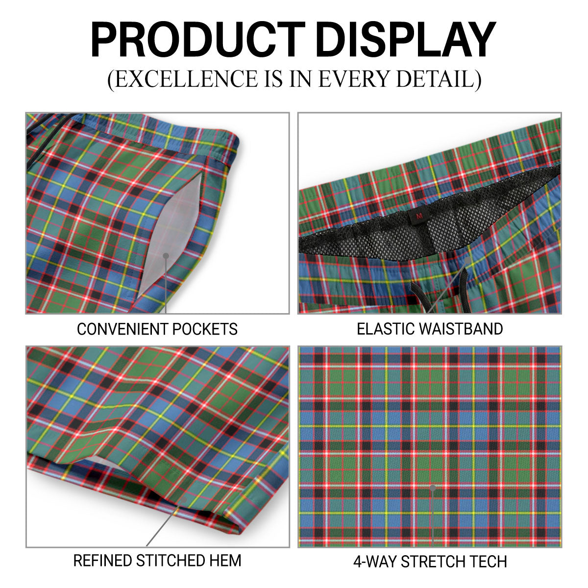 Stirling (of Keir) Tartan Crest Men's Beach Shorts
