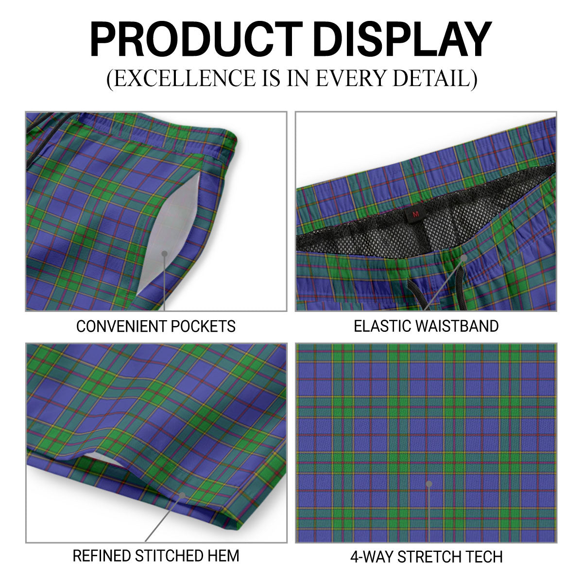 Strachan Tartan Crest Men's Beach Shorts