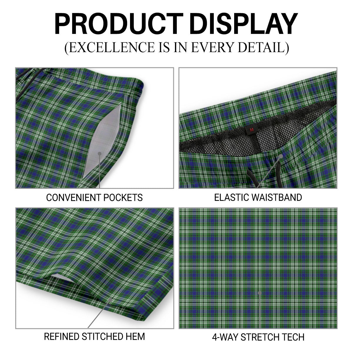 Swinton Tartan Crest Men's Beach Shorts