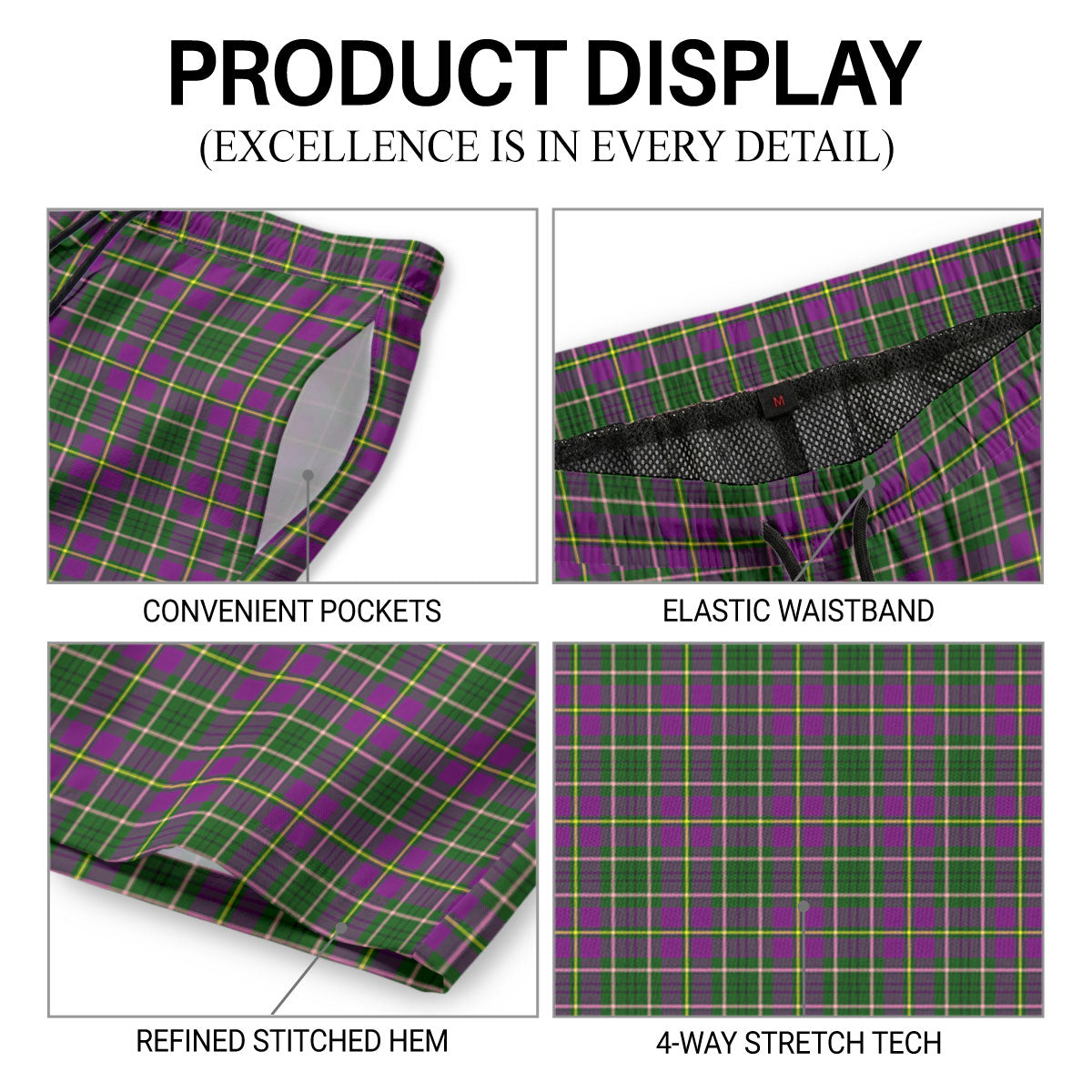 Tailyour (or Taylor) Tartan Crest Men's Beach Shorts