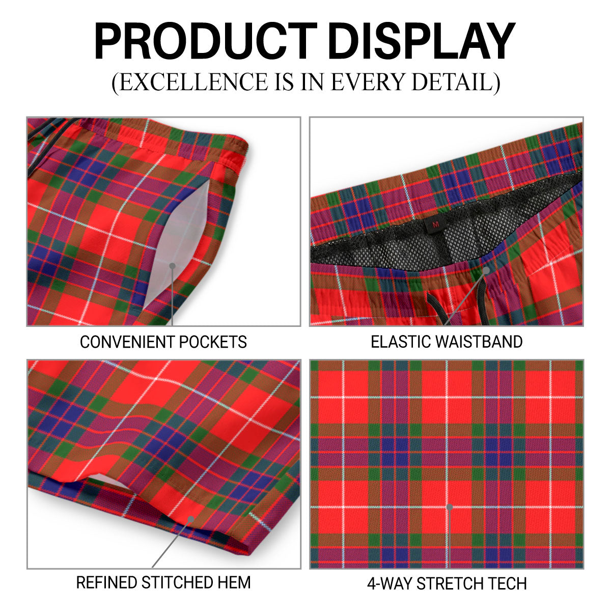 Tweedie Tartan Crest Men's Beach Shorts