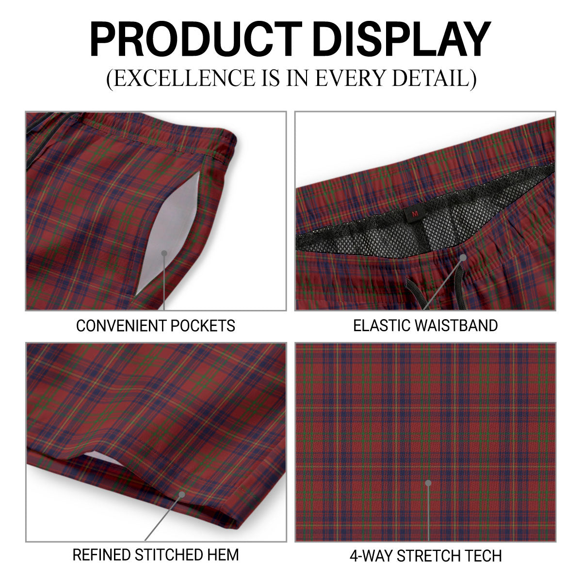 Walker Tartan Crest Men's Beach Shorts