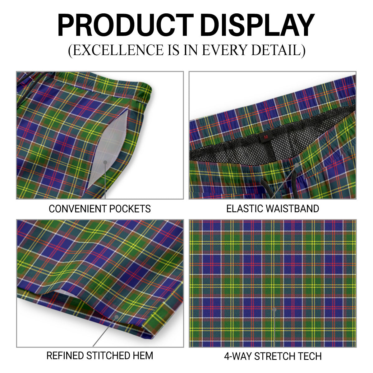 Whitelaw Tartan Crest Men's Beach Shorts