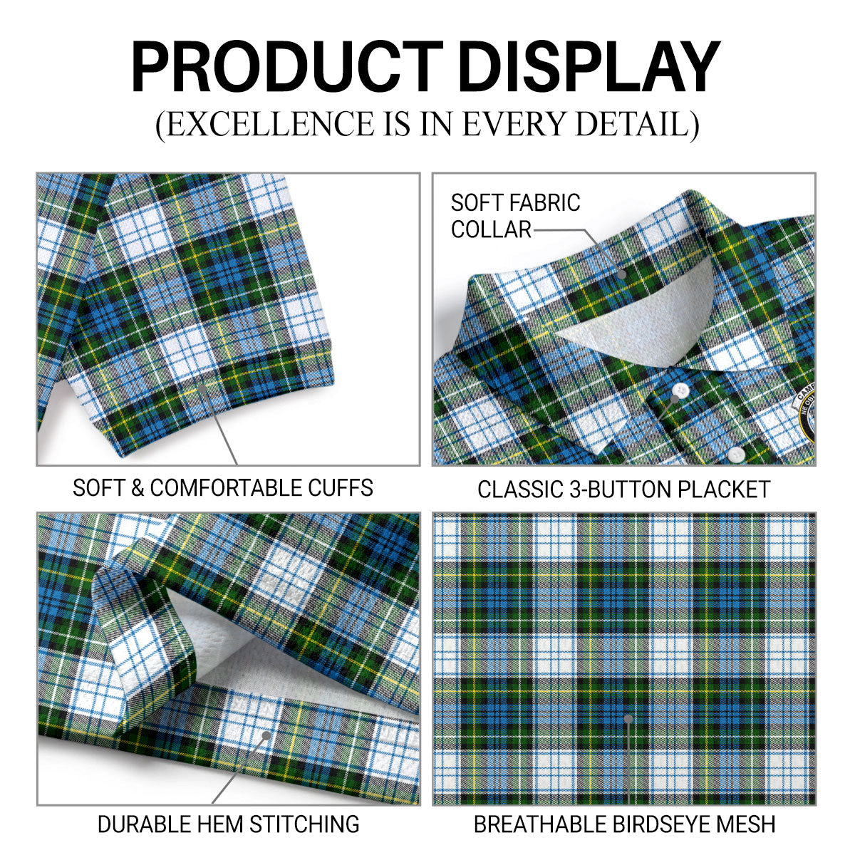 Campbell Dress Tartan Crest Birdseye Mesh Polo Shirt