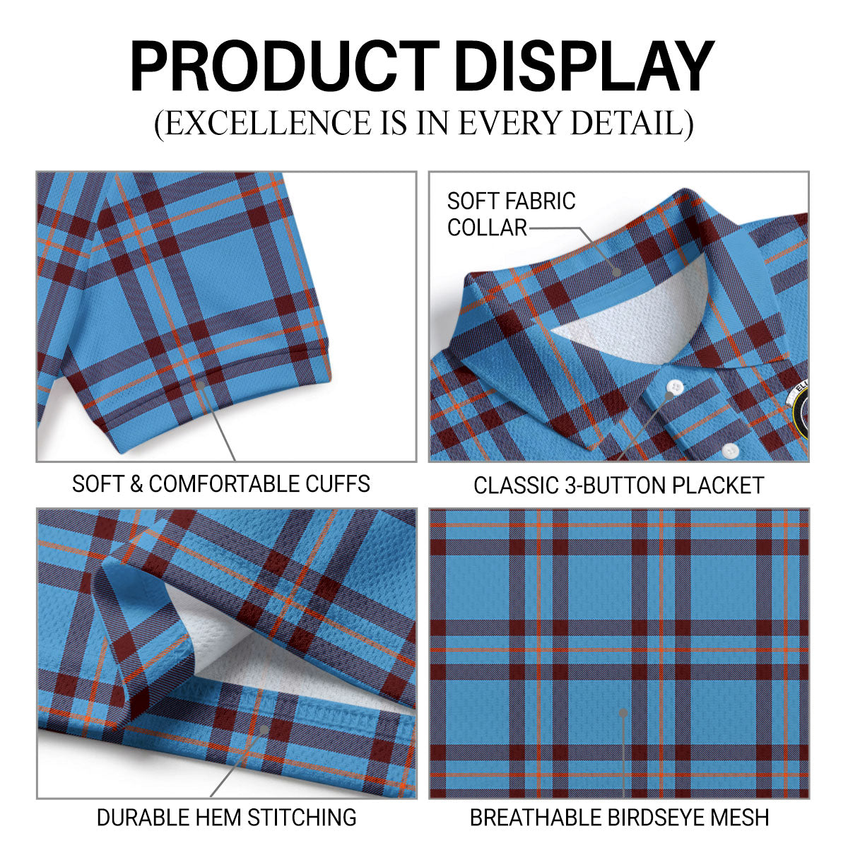 Elliot Ancient Tartan Crest Birdseye Mesh Polo Shirt
