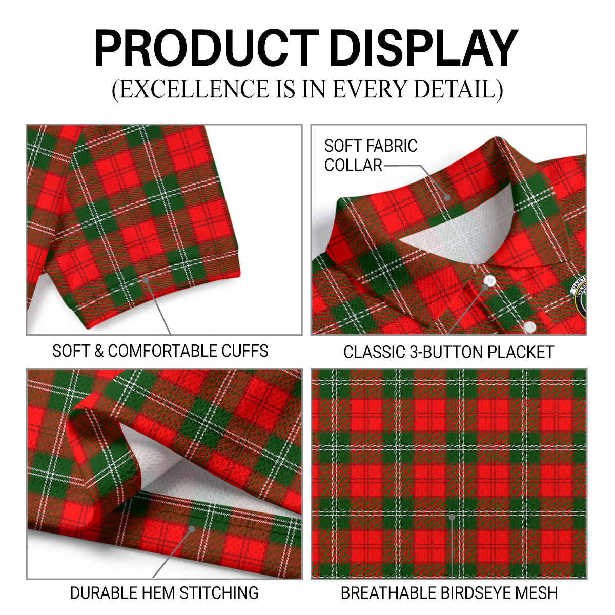 Gartshore Tartan Crest Birdseye Mesh Polo Shirt