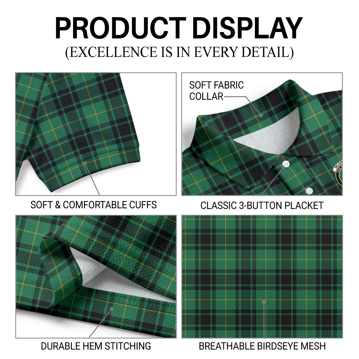 McArthur Ancient Tartan Crest Birdseye Mesh Polo Shirt