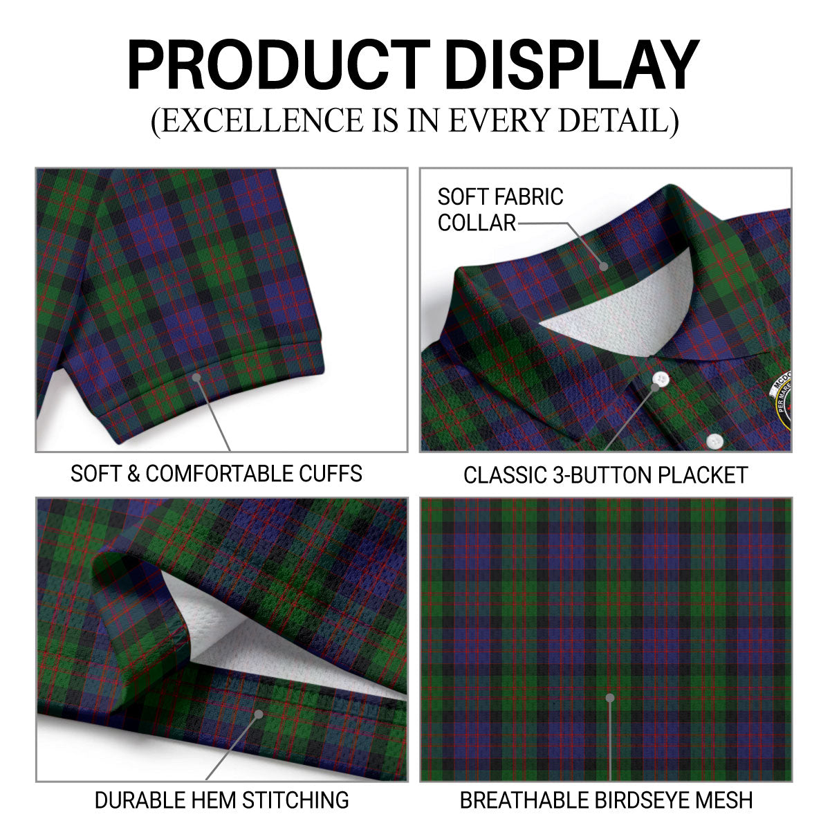 McDonald Tartan Crest Birdseye Mesh Polo Shirt