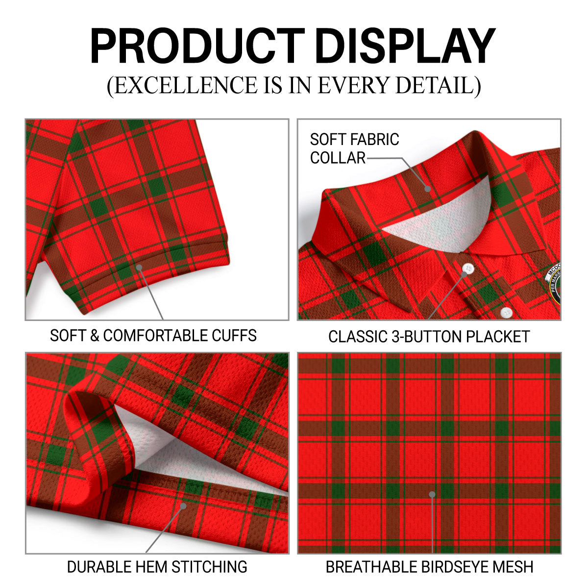 McDonald of Sleat Tartan Crest Birdseye Mesh Polo Shirt