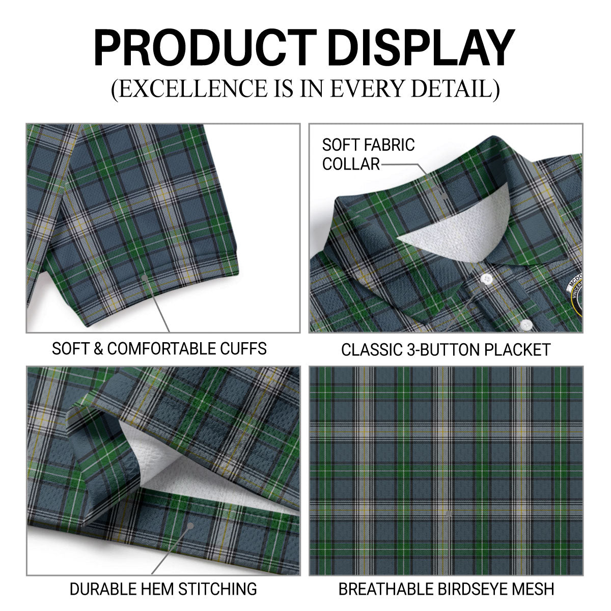 McDowall Tartan Crest Birdseye Mesh Polo Shirt