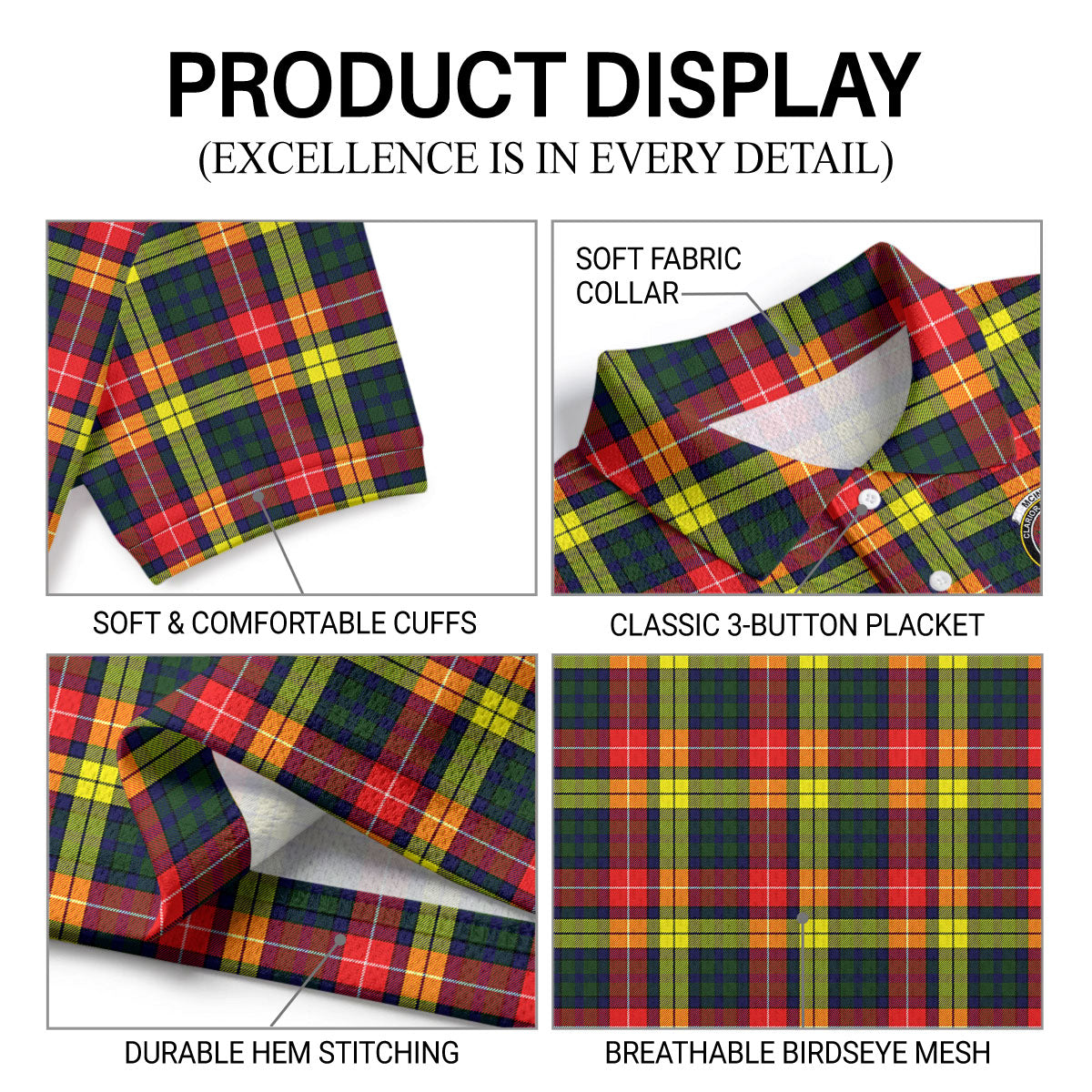 McIndoe Tartan Crest Birdseye Mesh Polo Shirt
