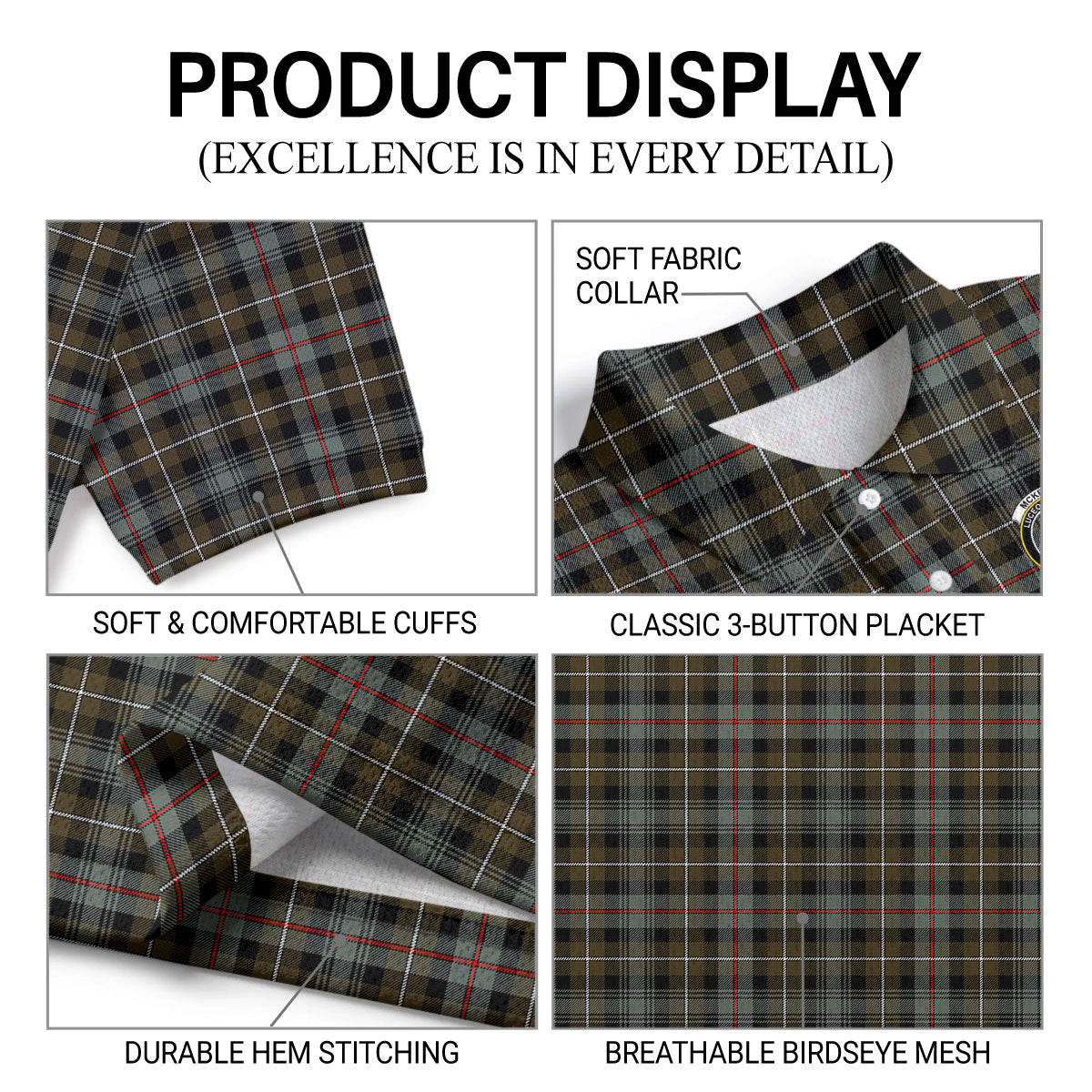 McKenzie Weathered Tartan Crest Birdseye Mesh Polo Shirt