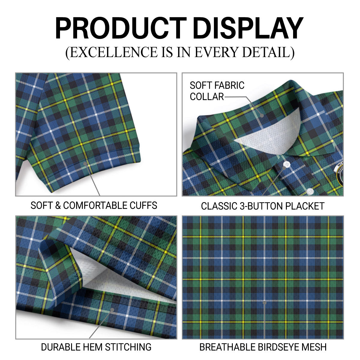 McNeil of Barra Ancient Tartan Crest Birdseye Mesh Polo Shirt
