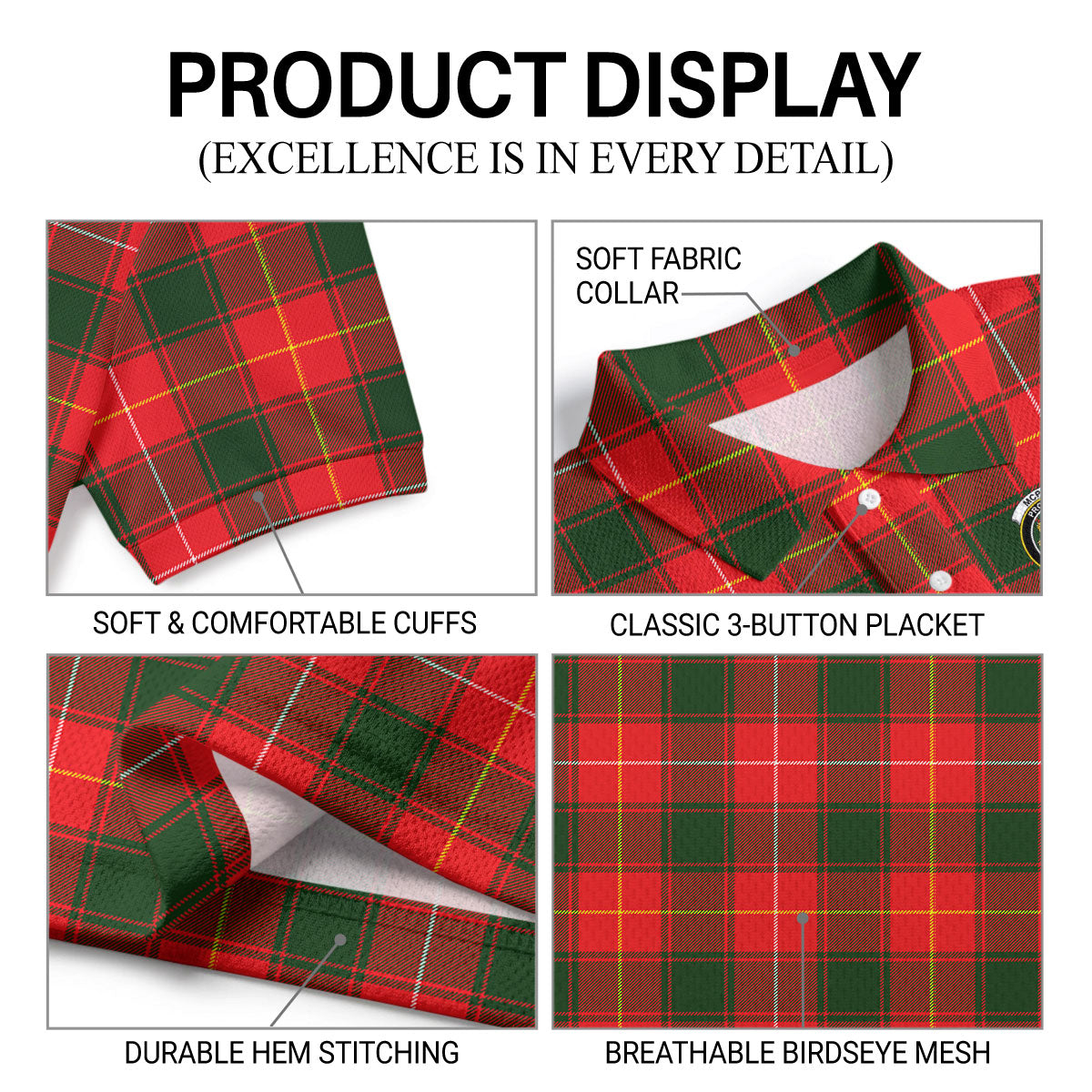 McPhee Tartan Crest Birdseye Mesh Polo Shirt