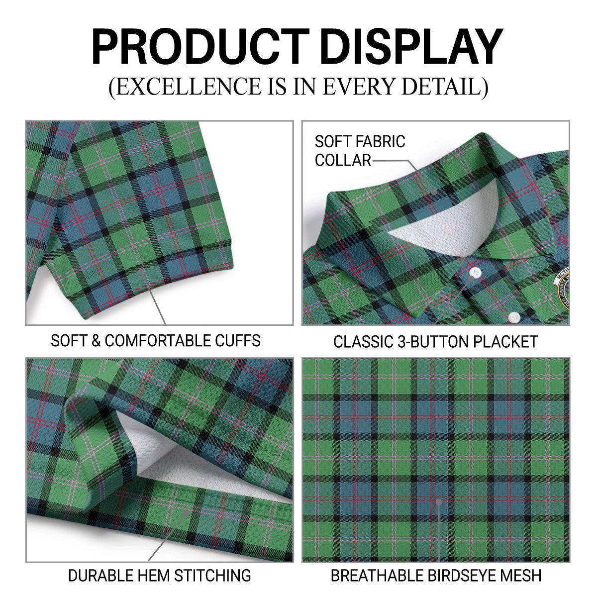 McThomas Ancient Tartan Crest Birdseye Mesh Polo Shirt