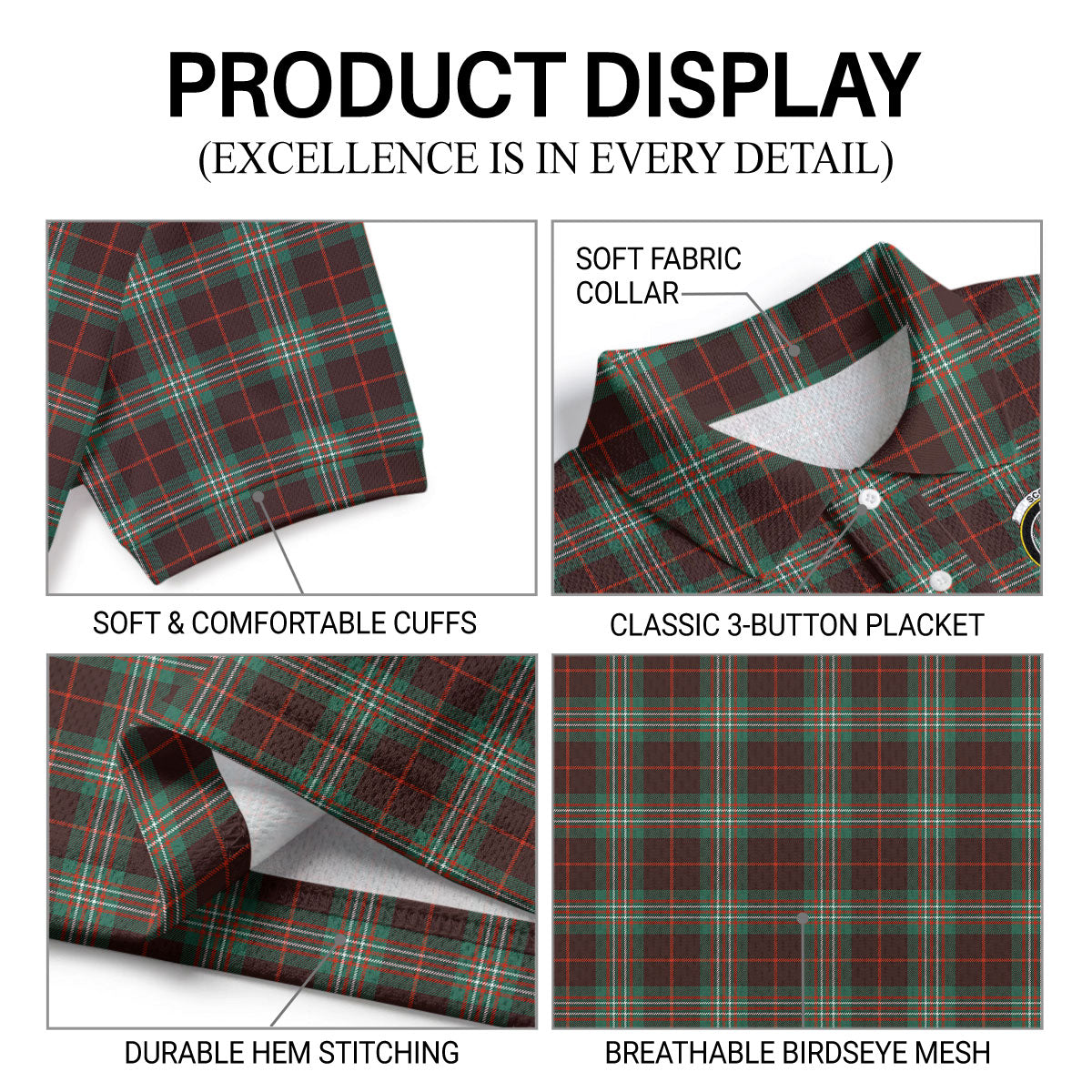 Scott Brown Ancient Tartan Crest Birdseye Mesh Polo Shirt